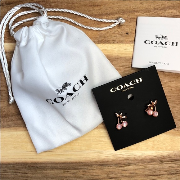 Coach Pink Cherry Stud Earrings (F33369) - Picture 1 of 4